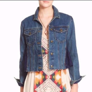 ✔️FREE PEOPLE Denim side lace trimmed jacket S